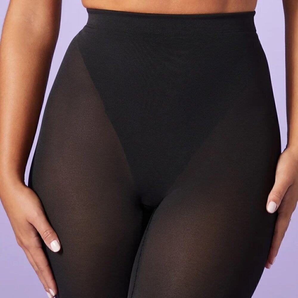 Yitty Black Sheer Mesh Me High Rise Cut Smoothing 80s Shapewear Shorts Size 2X - Picture 2 of 11
